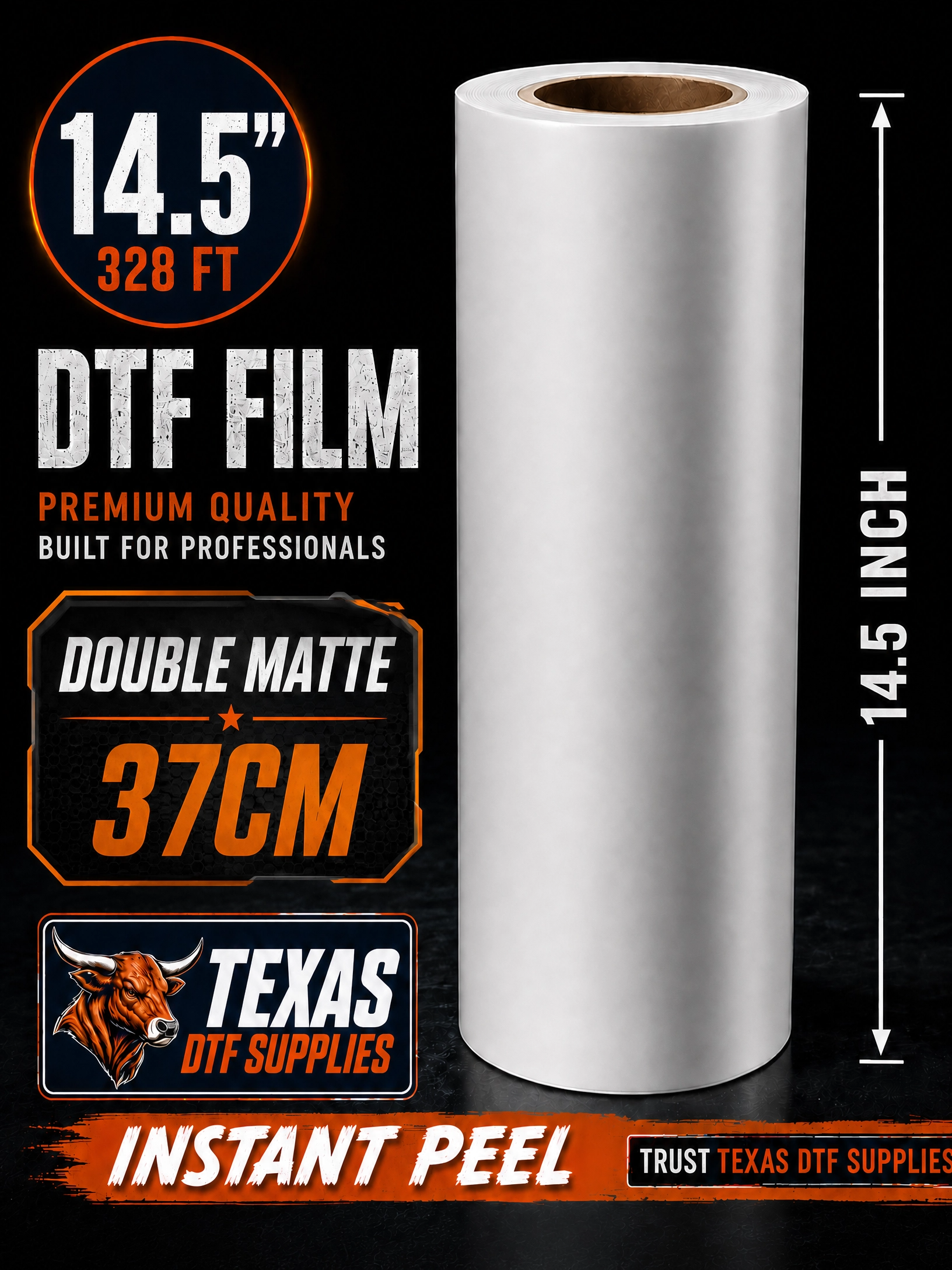 Premium DTF Transfer Film Roll - 14.5" x 328FT (36.8cm x 100m)