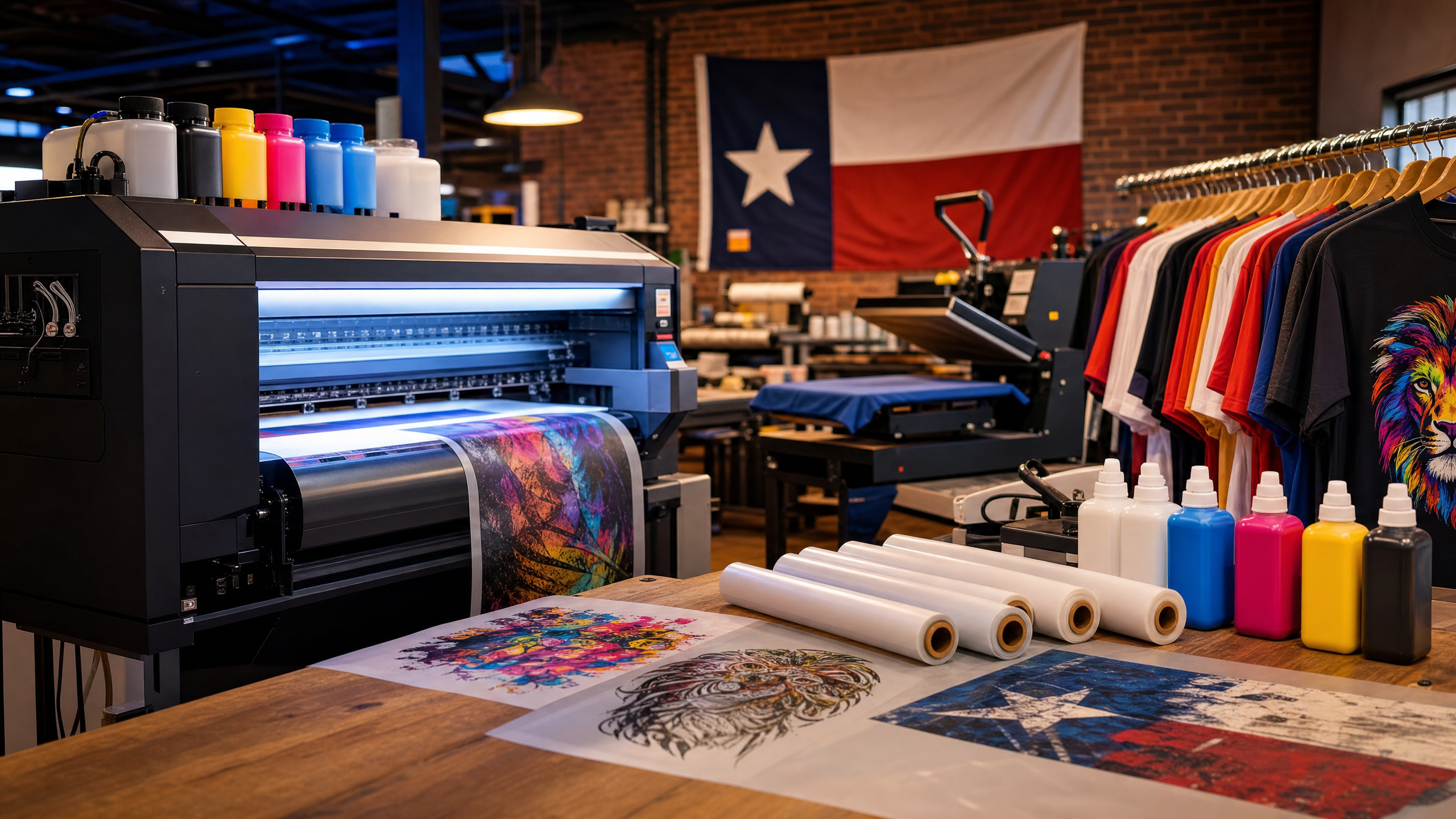 Texas DTF Supplies — Professional DTF printing workspace